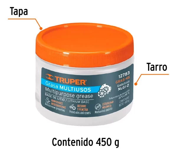 Grasa Multiuso Lubricante 450gr Truper - Imagen 2