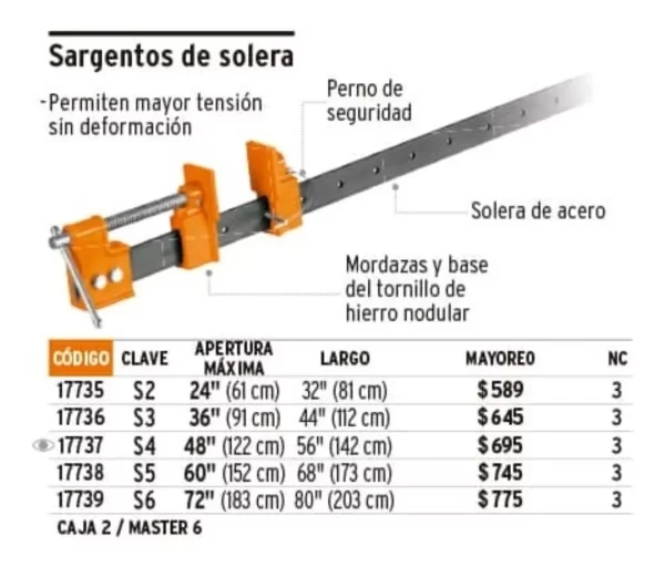 Prensa Sargento Carpintero 90cm Truper - Imagen 2