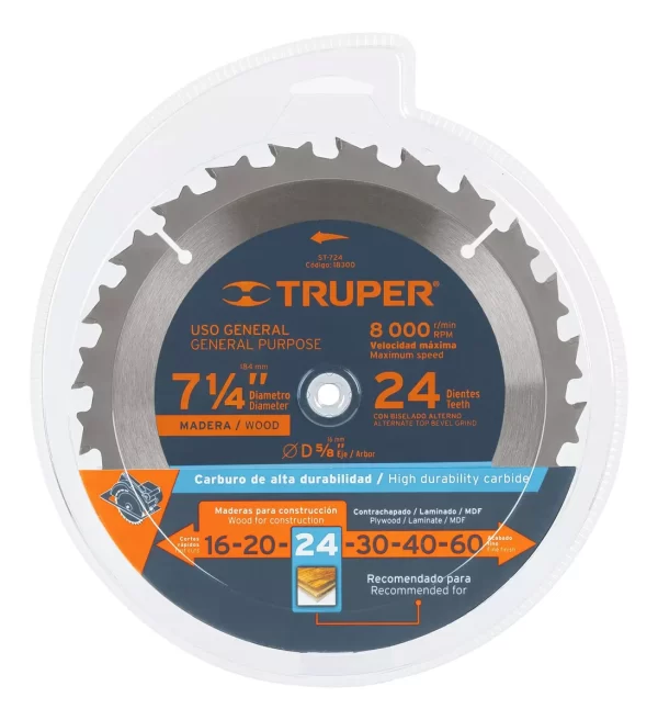 Disco Sierra Circular 7 1/4  X 24 Truper St-724 - Imagen 4