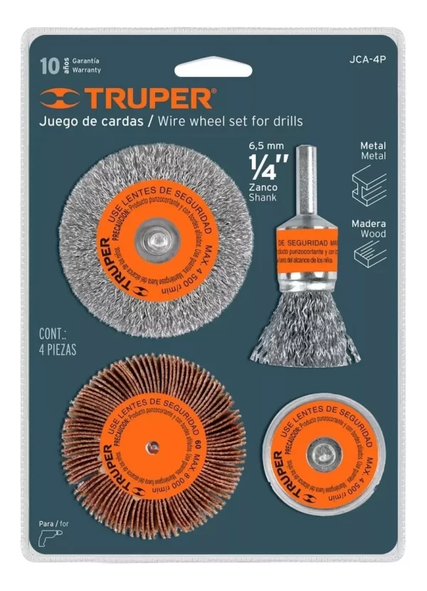 Gratas Escobilla Acero Taladro 4un Truper - Imagen 2